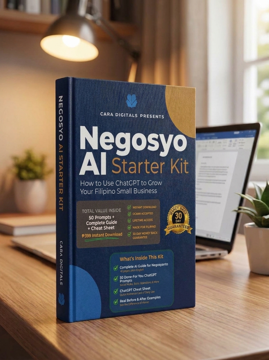 Negosyo AI Starter Kit on desk with laptop