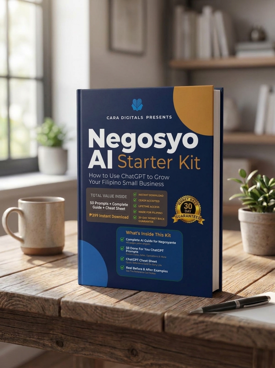 Negosyo AI Starter Kit on desk with laptop