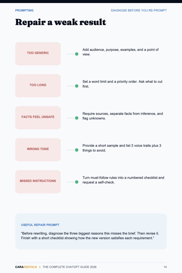 Repair a weak result page