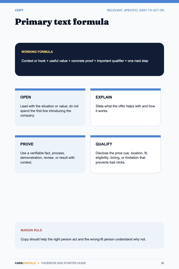 Primary text formula