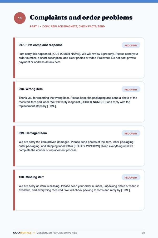 Complaint replies