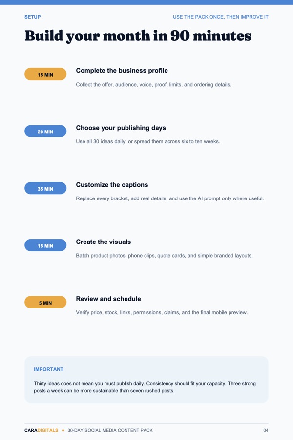 Build your month in 90 minutes