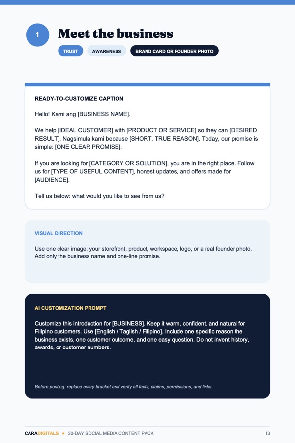 Day 1 content card